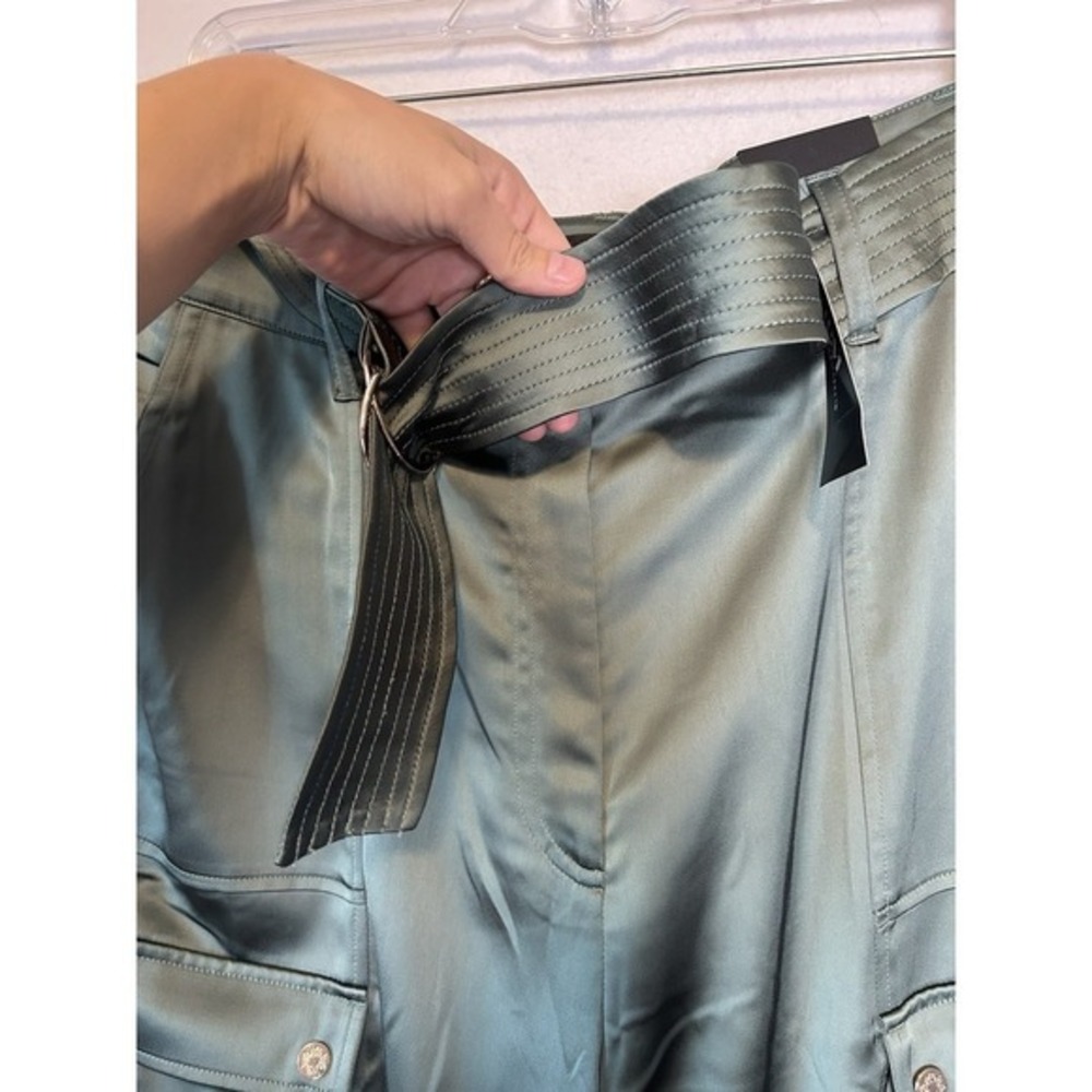 White House Black Market Woman's Green Dress Pants w Belt Size 12R #1434 - Picture 10 of 16